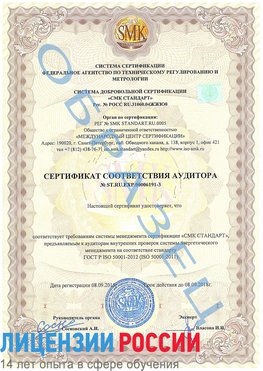 Образец сертификата соответствия аудитора №ST.RU.EXP.00006191-3 Северодвинск Сертификат ISO 50001